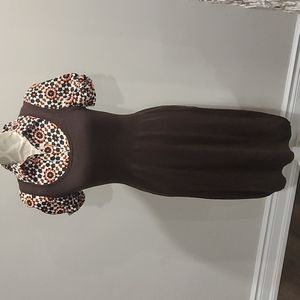 Tory Burch brown knit sweater dress with 100% collar and cuffs